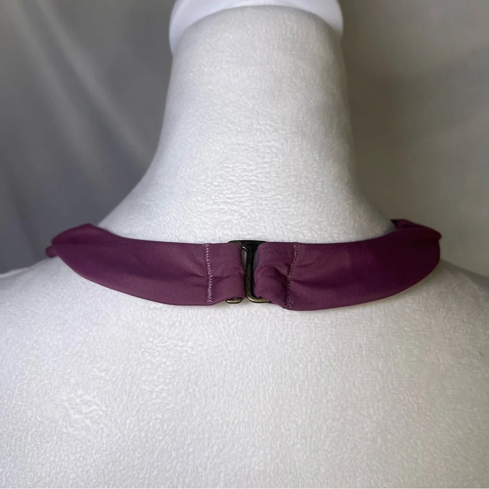 Andie The Luzon‎ One-Piece Halter Swimsuit Cactus Flower Purple Mauve Size L